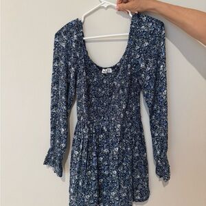 Hollister Blue and White Patterned Romper